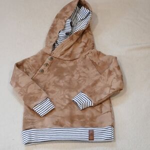 AMPERSAND AVE Kids 2T Tan Hooded Pullover with Striped Lining